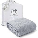 Threadmill Luxury Cotton Blankets for Twin Size Bed | All-Season 100% Cotton Twin Blanket for Bed | Aster Jacquard Lightweight, Soft & Cozy Coverlet, 350GSM, 68 x 90 inches | Scottish Grey