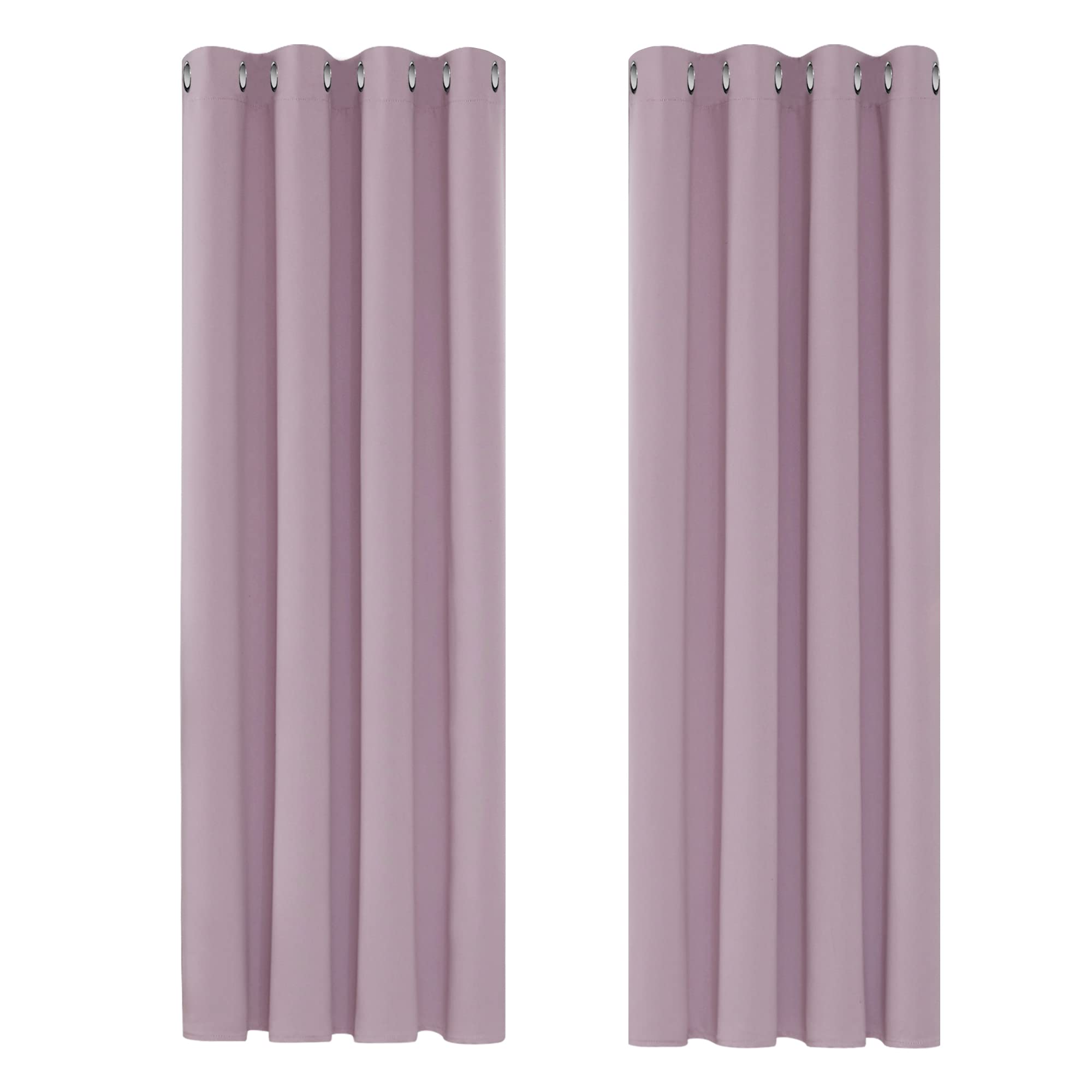 Deconovo Blackout Curtains Bedroom Super Soft Thermal Insulated Energy Saving Curtains for Kids Pink Lavender 46x63 Inch 2 Panels