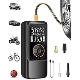 Tire Inflator Portable Air Compressor, 150PSI Air Compressor for Car Tires, Cordless Bike Pump with Pressure Gauge & LED Light, Tire Pump for Cars, Motorcycles, Bikes, Balls