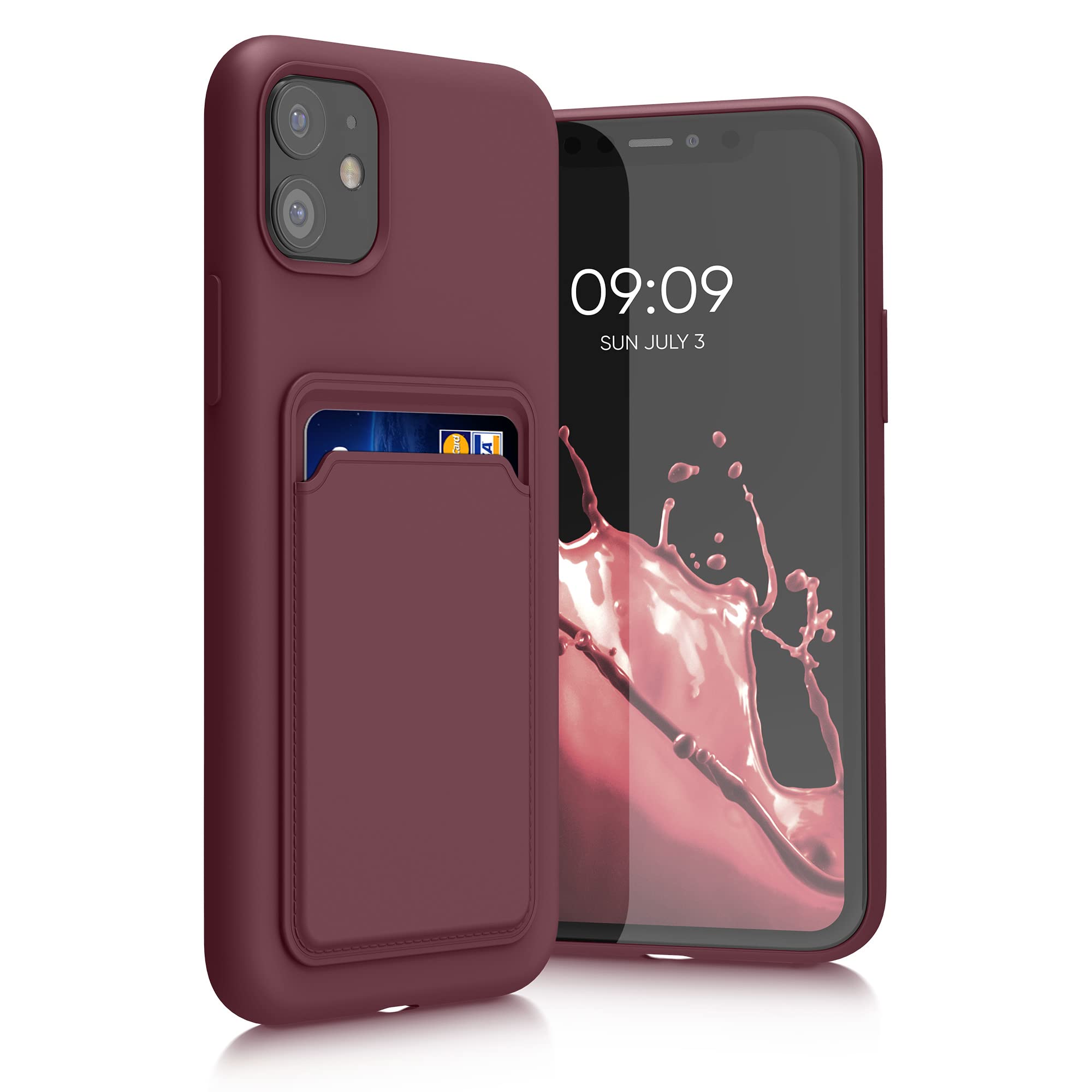 kwmobile Case Compatible with Apple iPhone 11 Case - TPU Phone Cover with Credit Card Holder - Tawny Red — image 1
