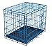 Internet's Best Double Door Steel Crates Collapsible and Foldable Wire Dog Kennel, 24 Inch (Small), Blue
