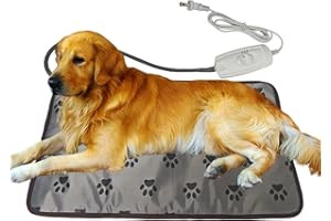 DEOMAN Waterproof Pet Heating Pat for Dogs & Cats - Chew-Resistant Cord, Temperature Adjustable,Power-Off Protection - Fits Whelping Box, Dog House (34"x21")