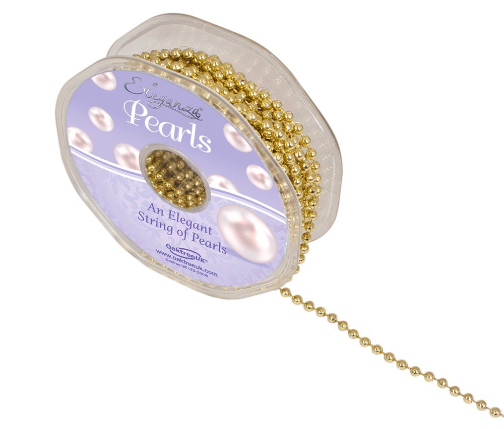 Eleganza Pearl Bead String 4mm x 10m Metallic Gold No. 65, 0.3x0.3x1.05 cm