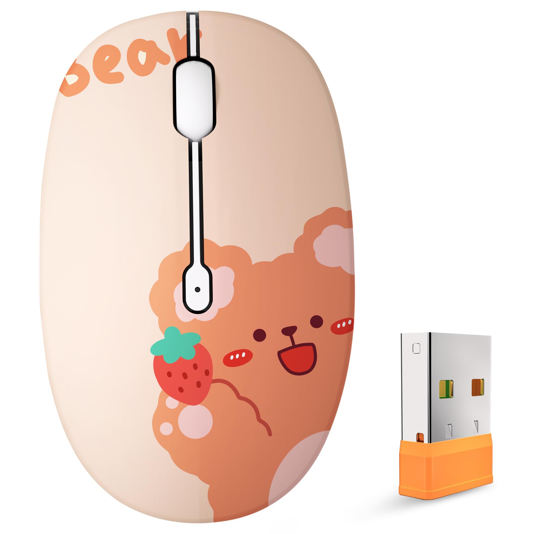 Photo 1 of FMOUSE Cute Bluetooth Wireless Mouse with 2.4GHz USB Receiver, Silent Clicks, AA-Battery Powered, Durable, Lovely Cartoon Mice, Ideal for Kids, Students, Teens on Laptops, Mac, iPad, PC (Kerry Bear)