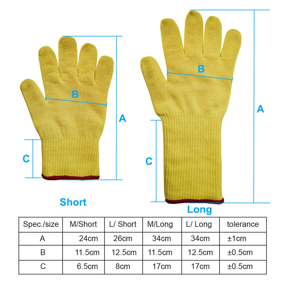 QEARSAFETY 1 pair Aramid yarn knitted Long/short Wrist Protect Heatproof Gloves - Image 5