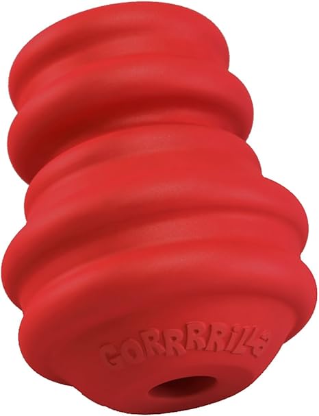 red rubber dog toy