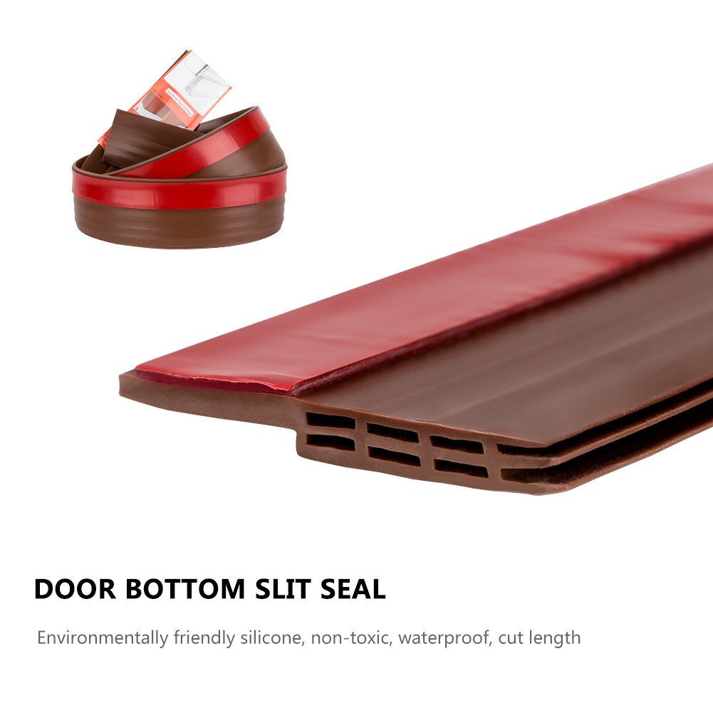 Coquimbo Burlete bajo puerta, burlete autoadhesivo de goma de silicona, aislamiento acústico / a prueba de viento / tira de sellado a prueba de polvo (marrón)