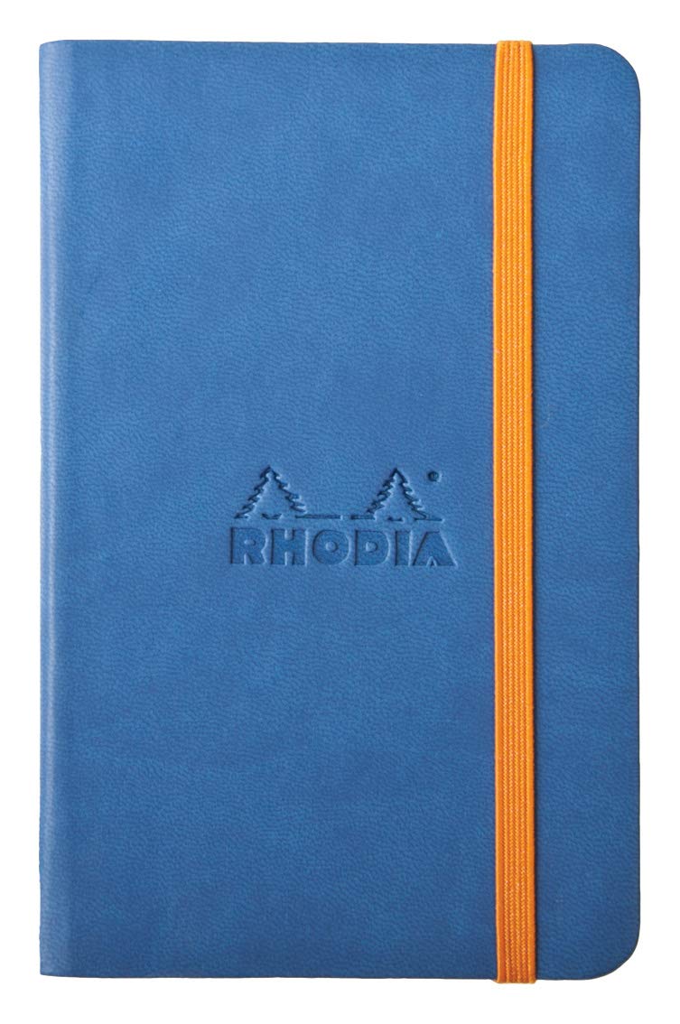 RHODIA 118648C - Saphir Rigid Notebook - A6 - Lined - 192 pages - Ivory Clairefontaine Paper 90 g/m - Bookmark, Elastic Closure - Faux Leather Cover - Rhodiarama Collection
