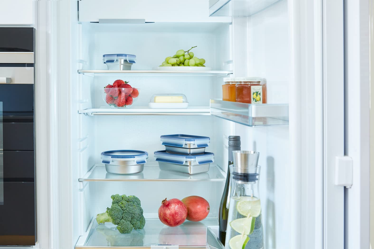 Emsa Clip & Close auslaufsichere Edelstahl-Frischhaltedose, 0,5 Liter Fassungsvermögen, rechteckig, spülmaschinenfest, backofenfest, N1150300 5