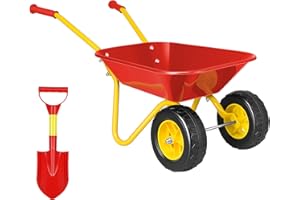 VIVOHOME Kids Wheelbarrow Children Garden cart with Toddler Gardening Tool Set Child Wheel Barrel Outdoor Indoor Toys Gift Re