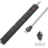 20 Amp Heavy Duty Power Strip, 8 Outlets 6FT 12AWG Extension Cord 6-20/T- Slot Plug with Switch, Wall Mount Metal Outlet for 