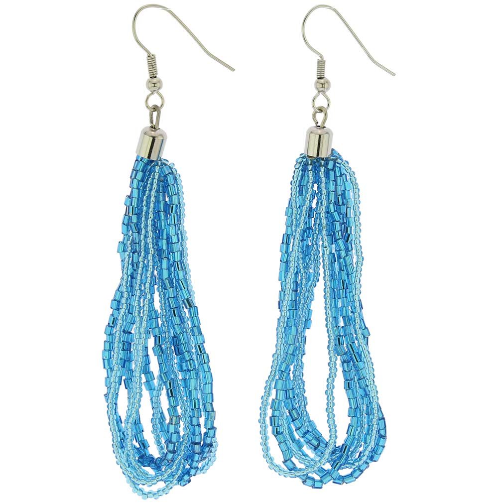 Glass Of Venice Murano Glass Gloriosa Seed Bead Earrings - Aqua Blue