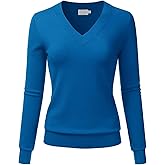 LALABEE Women's V-Neck Long Sleeve Soft Stretch Pullover Knit Top Sweater (S~XXL)