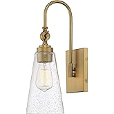 Savoy House 9-108-1-322 York Industrial Modern Clear Seeded Glass Wall Sconce with Adjustable arm, 1-Light 60 Watt, 16" H x 6