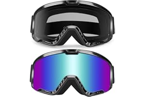 abtong Dirt Bike ATV Goggles 2 Pack Motorcycle Gear Motocross Riding Racing MX & MTB Accessories Ski Goggles Windproof Glasses UV400 Protective for Youth Men&Women (Grey+Color)