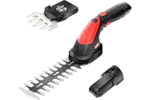 MZK 7.2V Cordless Grass Shear & Hedge Trimmer - 2-in-1 Electric Shrub Trimmer/Handheld Hedge Cutter/Grass Trimmer/Hedge Clipper with Removable Battery and Charger