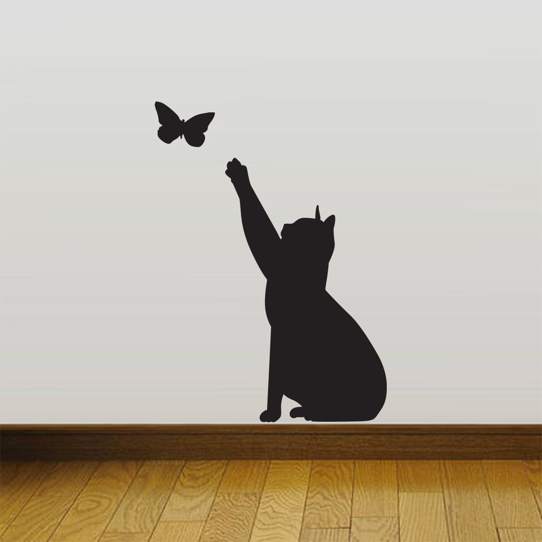 Cat Catching Butterfly Home Vinyl Wall Sticker Decor Decal Mural Kitchen Pet