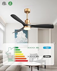 52" Modern Black and Gold Ceiling Fan with Lights
