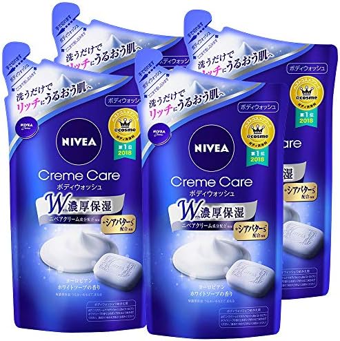 【まとめ買い】 ニベア クリームケア ボディウォッシュ ヨーロピアンホワイトソープの香り つめかえ用 360ml×4個パック W濃厚保湿 ボディソープ