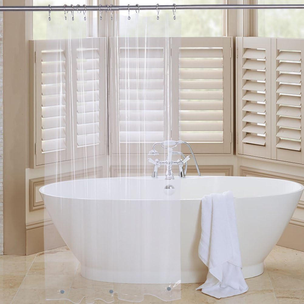 Amazer Shower Curtain Liner, 72 Inches W x 84 Inches H EVA 5G Bathroom Plastic Shower Curtain with 3 Magnets and 12 Grommet Holes-Clear: Home & Kitchen