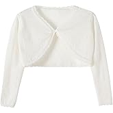 Hvididan Girls Cardigan, Girls Bolero Shrug Sweater, Kids Knit Hollow Out Long Sleeve, Button Cover Up Cropped Tops