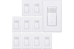 EverElectrix 10 Pack Motion Sensor Light Switch, Neutral Wire Required, Single Pole Only (Not 3-Way), Indoor in-Wall Occupancy Sensor with Wall Plate, Adjustable Timer, Title 24, UL Certified, White