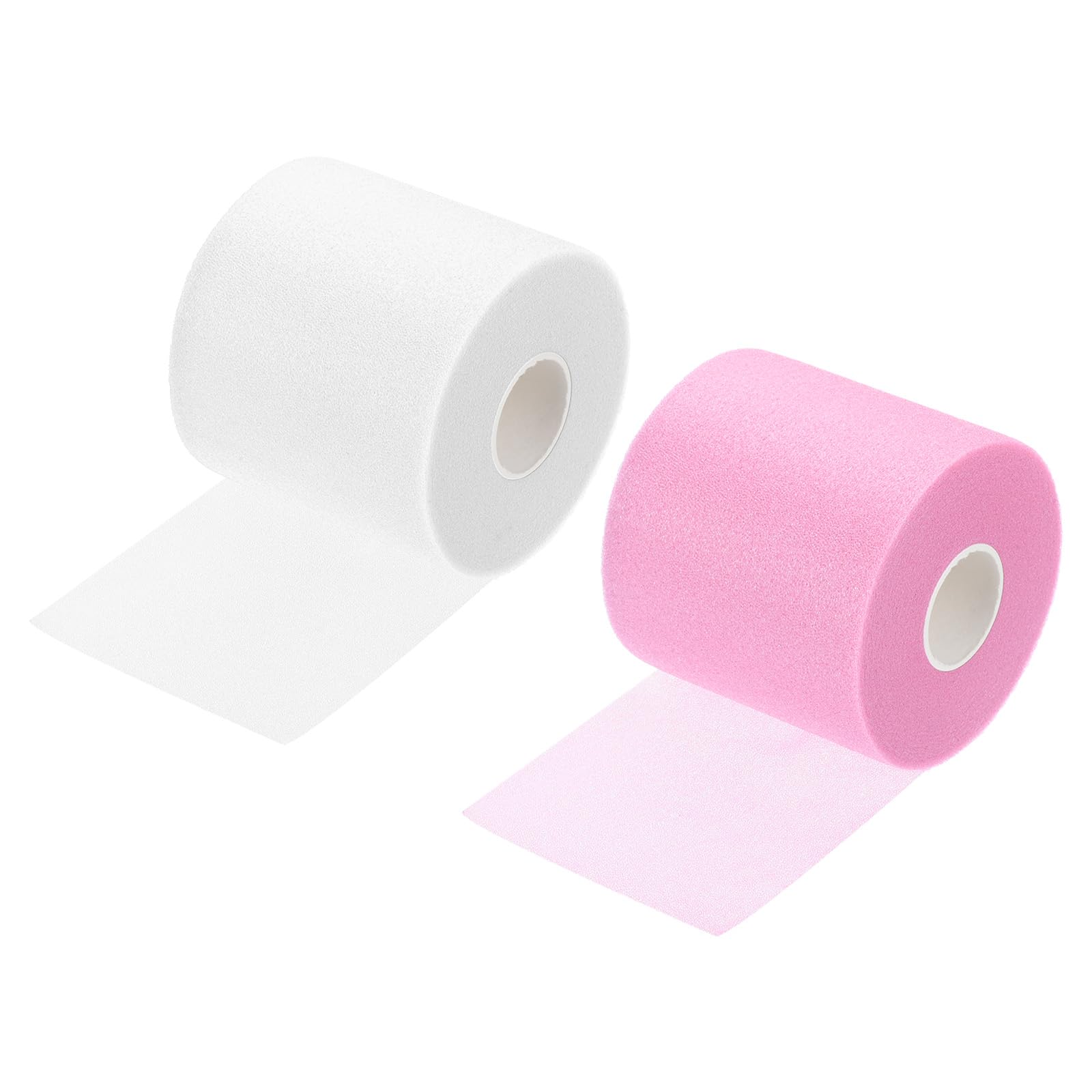 PATIKIL 30 Yard x 2.8 Inch Badminton Grip Cushion Wrap, 2 Pack PU Tennis Racket Grip Tape Backing Film Handle Anti Skid Cushion Accessories, White/Pink