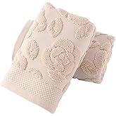 YiLUOMO Rose Hand Towel Set of 2 Super Soft 100% Cotton Embossed Floral Pattern Highly Absorbent Decorative Bath Valentines Day Gifts Hand Towels for Bathroom Kitchen Spa 13x 29 Inch,Khaki