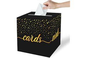 OLIVBIN Gold Foil Black Card Box, Bride Gift Card Box, Birthday Party Gift Card Receiving Box, Used for Wedding Gifts, Baby or Bride Gifts, Graduation Ceremony, Retirement Ceremony, Anniversary Decoration Party Supplies