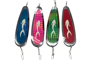 KOKOPROS Kokanee Salmon Dodger Blanks & Teardrop Fishing Lures - Multicolor, Gold, Silver, Hot Pink Variants - Durable Steel/Chrome Plated - Versatile Trolling Action for Salmon & Trout - 4 Pack