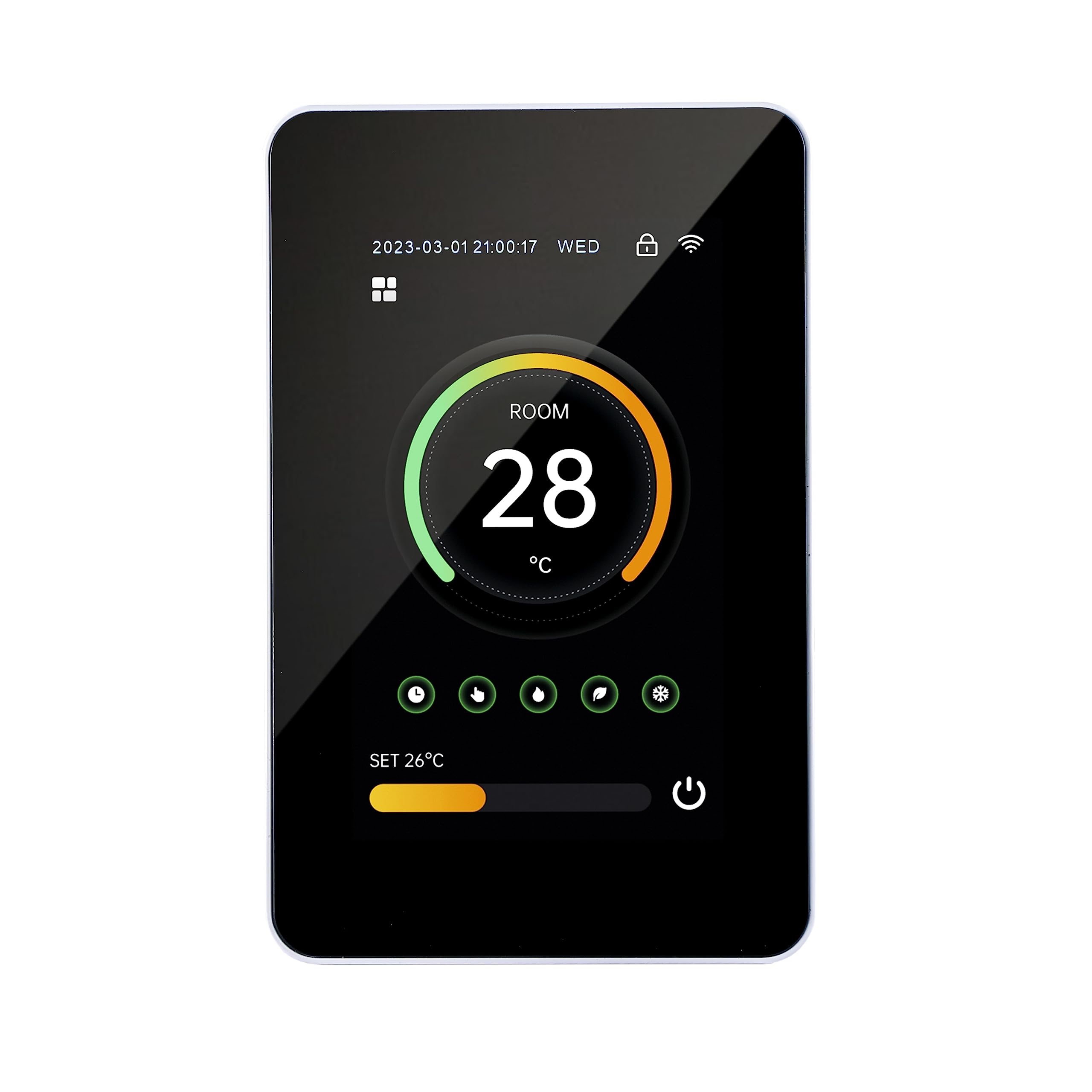 MincoHome Wi-Fi Smart Color Thermostat Programmable Large Touch Screen Temperature Control for Electric Underfloor Heating Save Energy (Black)