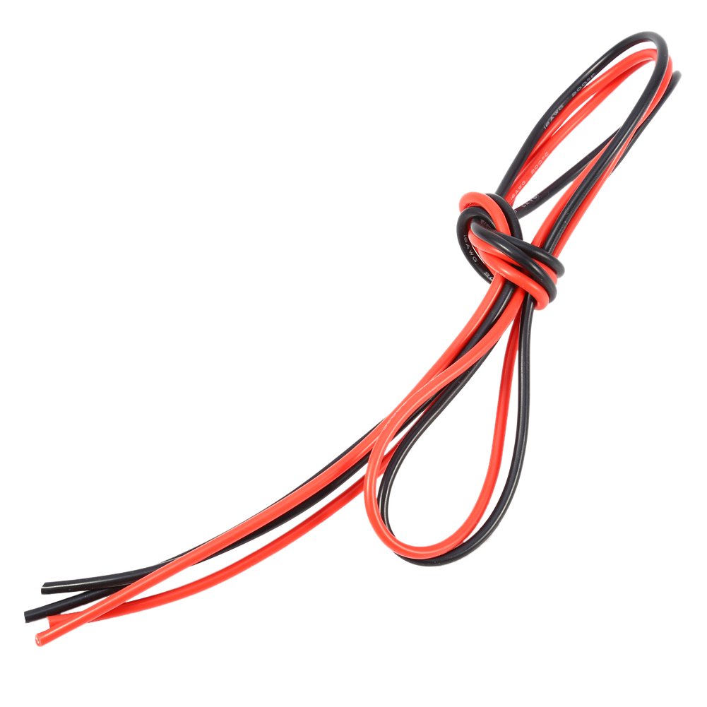 16 Gauge Silicone Electronic Wire cable 16AWG Flexible Silicone Cable Tinned Copper Stranded Wire (1 Meter Red + 1 Meter Black)