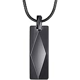 MOO&LEE Tungsten Carbide Bar Pendant Necklace for Men Women Stainless Steel Snake Chain