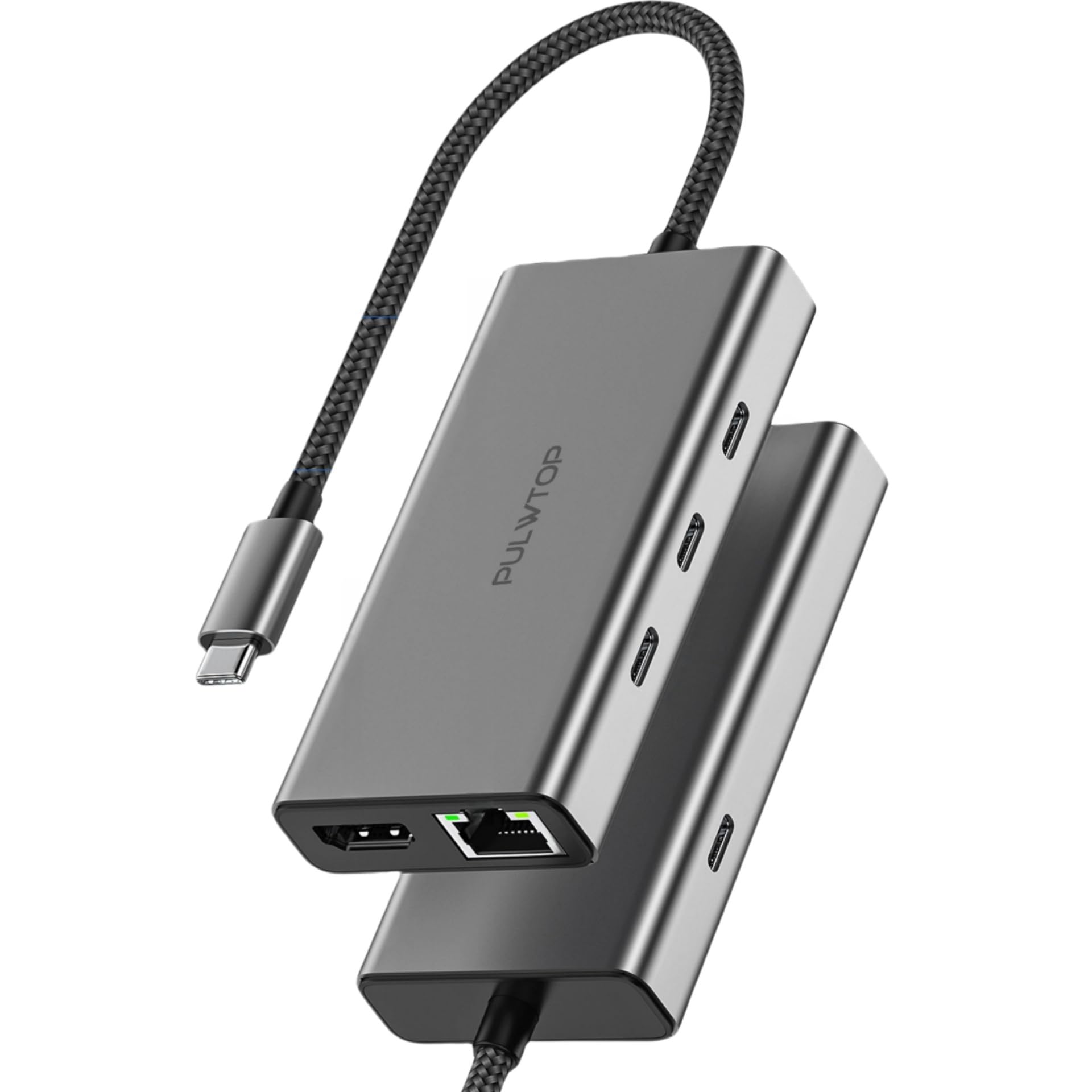 PULWTOP USB-C Hub: 6-in-1 Multiport Adapter with 3x USB-C 10 Gbps, HDMI 4K@60Hz, 100W PD Charging, Ethernet - Compatible with iMac, MacBook, iPad, iPhone, HP Laptops