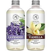Reed Diffuser Refill Set Vanilla & Lavender with Lavender Essential Oil 34 Fl Oz - 2x500ml - Fragrance Oil Reed Diffuser Refi