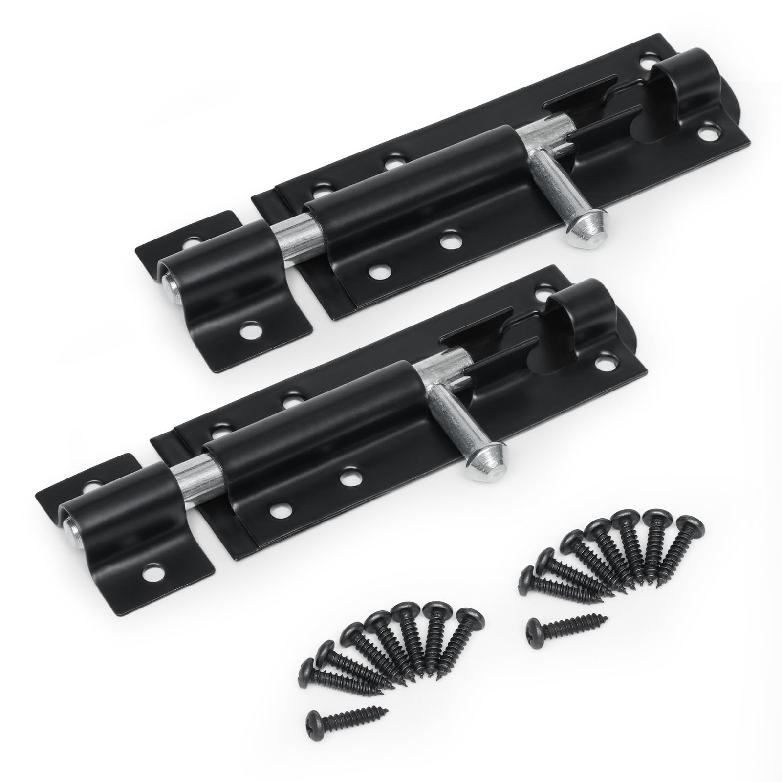 Pack of 2 - Gate Bolt Door Lock Tower Door Bolt Black Door Lock Powder Coated Bolt Lock for Garden Gates and Shed Doors for Extra Safety and Security (4” (100mm)