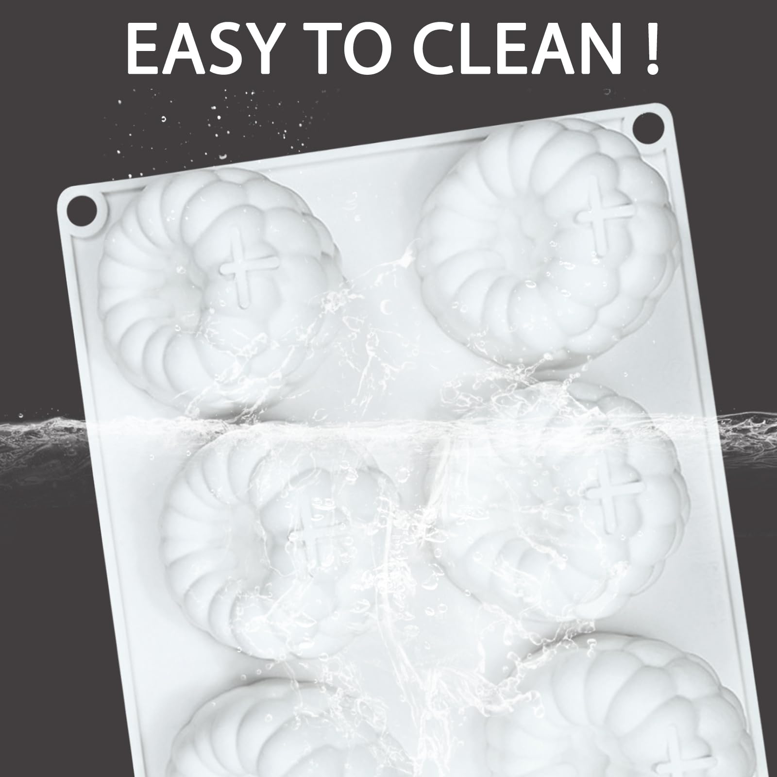 6-Cavity Raspberry Silicone Molds for Mousse Cake, Large Fluted Design, White