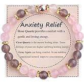 KSQS Healing Stone Bead Bracelet for Women, Natural Gemstones Balance Protection Bracelet, Spiritual Crystal Beads Bracelet Anxiety Relief with Meaning Card