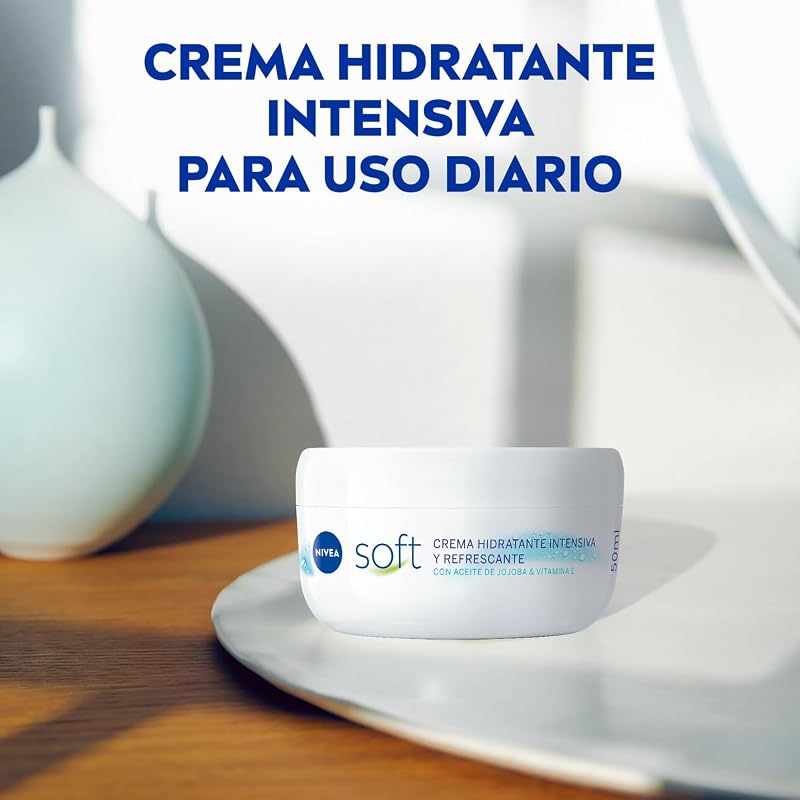 Soft (1 x 375 ml), crema multiusos con aceite de jojoba y vitamina E, crema hidratante intensiva para el cuidado de la piel de cara, cuerpo y manos, sin parabenos