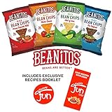Beanitos Chips Variety Pack 24 Bags 4 Flavors (6 Original Black Bean, 6 Chipotle BBQ, 6 Nacho Cheese, 6 Restaurant Style) All Natural Gluten Free High Fiber Vegan No Preservatives Certified Kosher (24) Includes Exclusive Simples Recipes With Chips Booklet By Custom Varietea (1.5 oz Each)