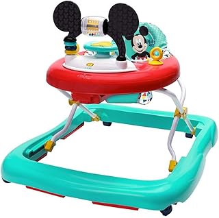 Bright Starts, Disney Baby, Micky Maus Lauflernhilfe mit abnehmbarer Spielstation, Musik, stabilem Rahmen, rutschfesten Füßen, 3 Höheneinstellungen und waschbarem Sitz