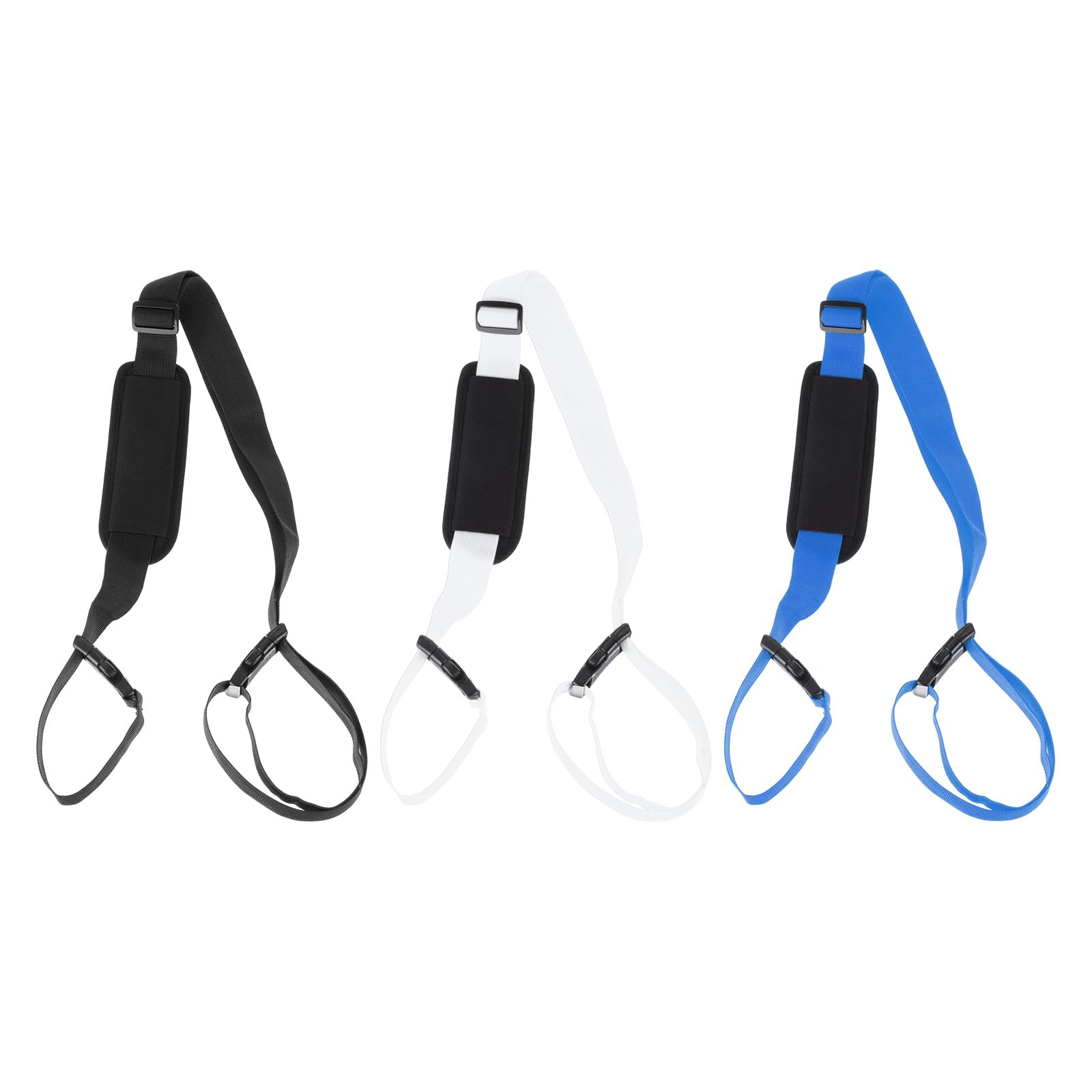 PATIKIL 3 Pack Adjustable Beach Chair Straps, Fabric Straps, Cargo Strap, Carrying Strap, Polyester, Black, White, Blue