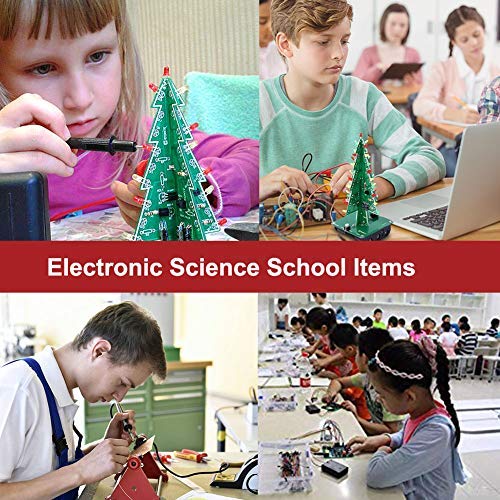 IS Icstation DIY 3D Xmas Tree Electronic Soldering Assemble Kit 3 Color Flashing LED Science School STEM Projects Creative Gift