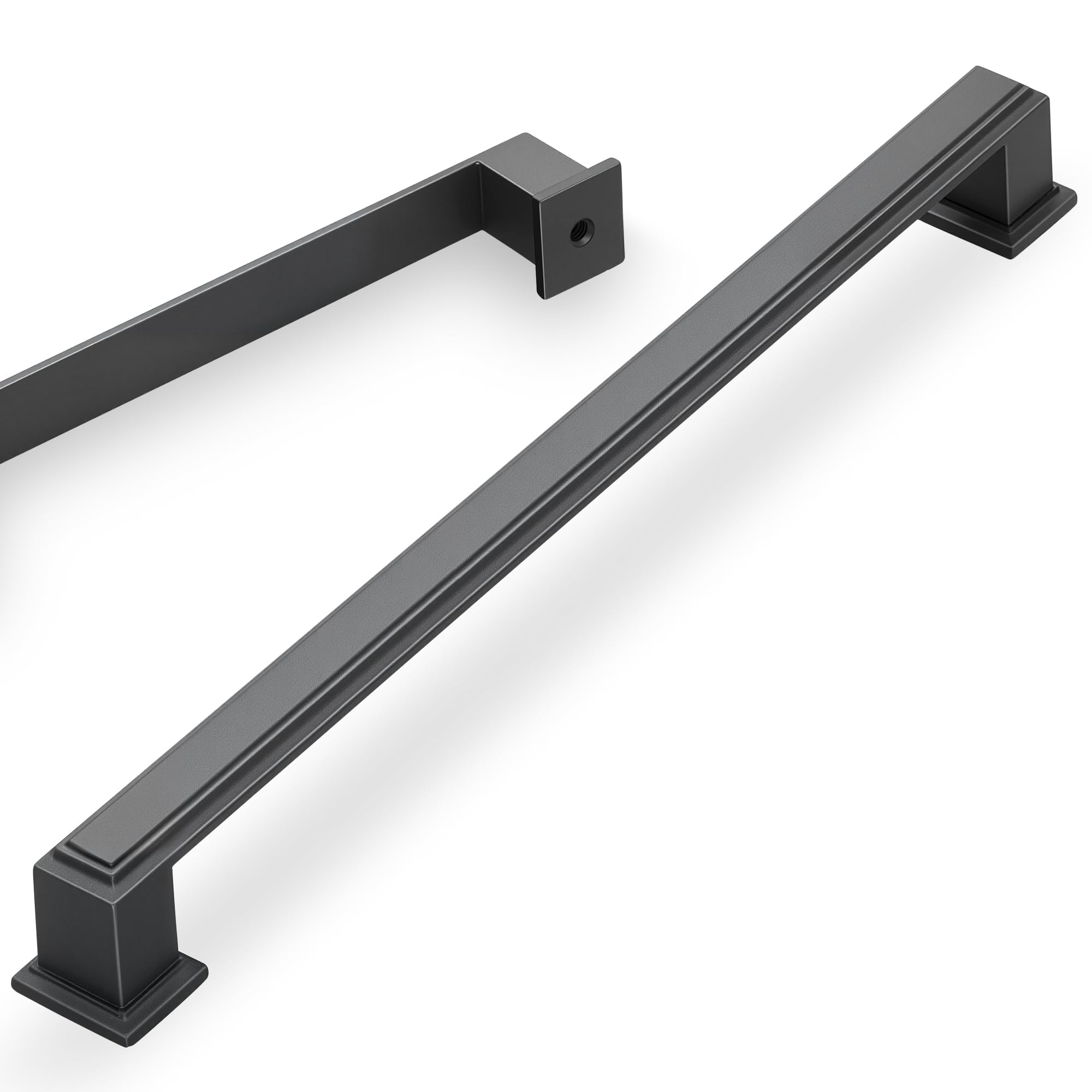 Photo 1 of 10 Pack 10 Inch(254mm) Hole Center Matte Dark Gunmetal Gray Modern Cabinet Pulls Kitchen Cabinet Handles Kitchen Cabinet Hardware Timeless Drawer Pulls for Dresser Cupboard Wardrobe, Gray(10x10)