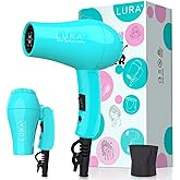 Portable Travel Hair Dryer, Mini Lightweight Dual Voltage Blow Dryer 1200W with Folding Handle, with One Concentrator (Blue)