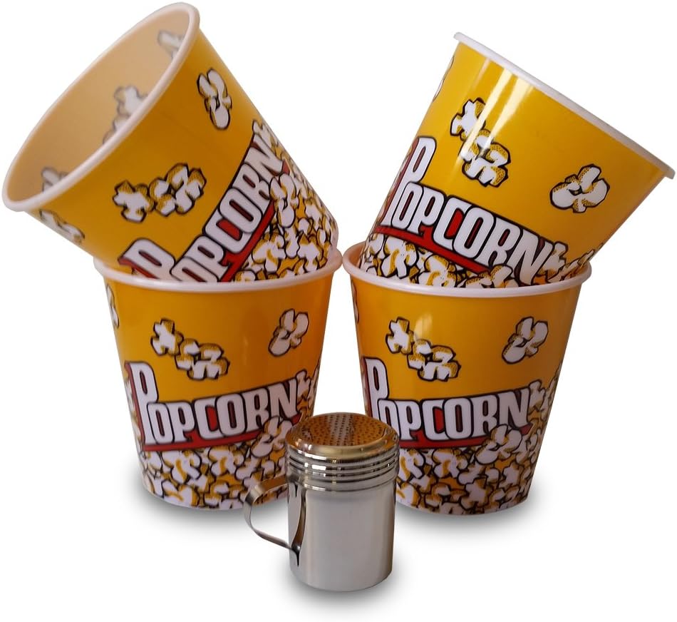Movie Time 4 Pack Popcorn Bowls and Salt Shaker Gift Set Dining & Entertaining Dinnerware
