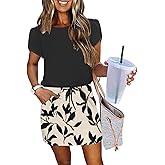 ETCYY NEW Womens Summer Dresses Tie Front Chic Mini Dress Petal Short Sleeve with Pockets