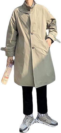 Amazon Mlboss トレンチコート メンズ 長袖 ゆったり ロングコート 無地 プリングコート 韓国ファッション 春コート ストリート系 オーバーコート コート ジャケット 通販