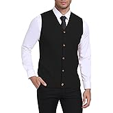 YTD Men's Sleeveless Sweater Vest V-Neck Casual Cable Knit Button Down Cardigan Vest