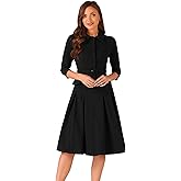 Allegra K Business Skirt Suit Sets for Women's 2 Piece Outfits Office 3/4 Sleeve Blazer Jacket Pleated Skirts